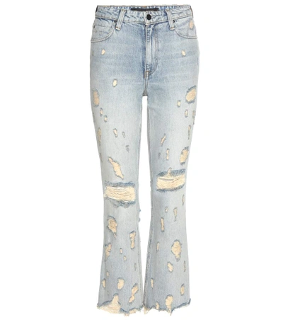 Alexander Wang Grind Cropped Distressed High-rise Bootcut Jeans In Lleach