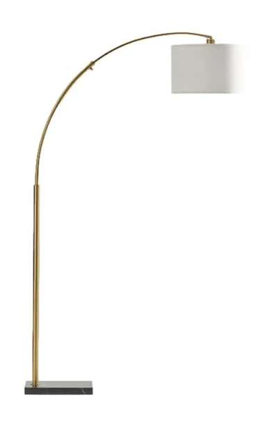 Brightech Logan Brass Led Marble Arc Floor Lamp In Gold