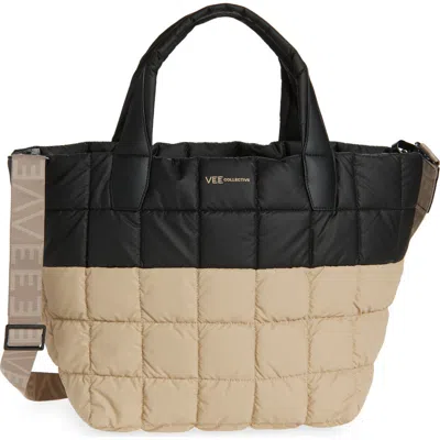 Veecollective Medium Porter Quilted Recycled Nylon Tote In Black