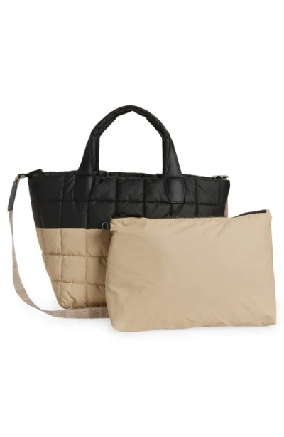 Veecollective Medium Porter Quilted Recycled Nylon Tote In Black