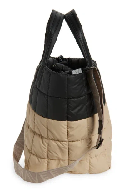 Veecollective Medium Porter Quilted Recycled Nylon Tote In Black