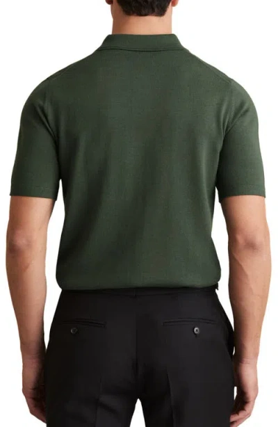 Reiss Kale Green Manor Merino Wool Short-sleeve Polo Shirt
