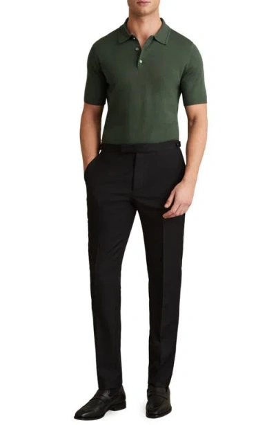 Reiss Kale Green Manor Merino Wool Short-sleeve Polo Shirt