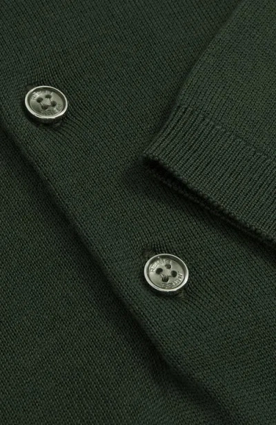 Reiss Kale Green Manor Merino Wool Short-sleeve Polo Shirt