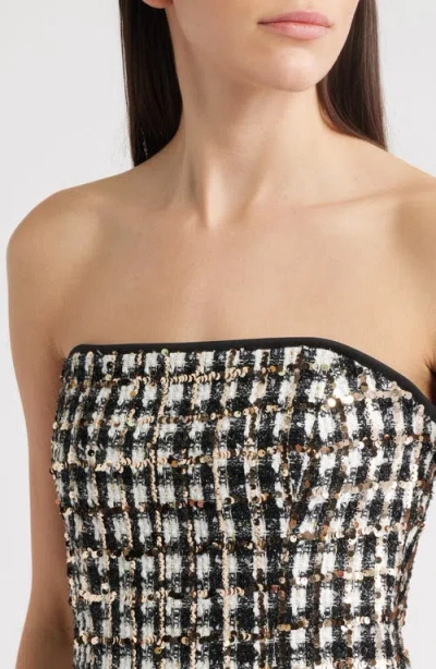 Black Halo Loreilla Sequined Tweed Mini Dress In Gray