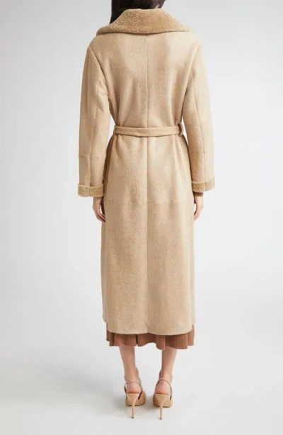Eleventy Genuine Merino Shearling Longline Coat In Neutral