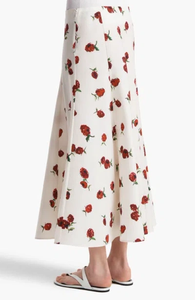 Khaite Lenno Raspberry Print Organza Midi Skirt In White