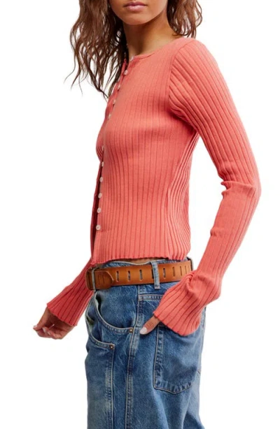 Free People Tilly Long Sleeve Cardigan In Crabapple In Pink