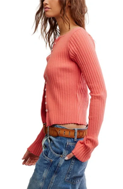 Free People Tilly Long Sleeve Cardigan In Crabapple In Pink
