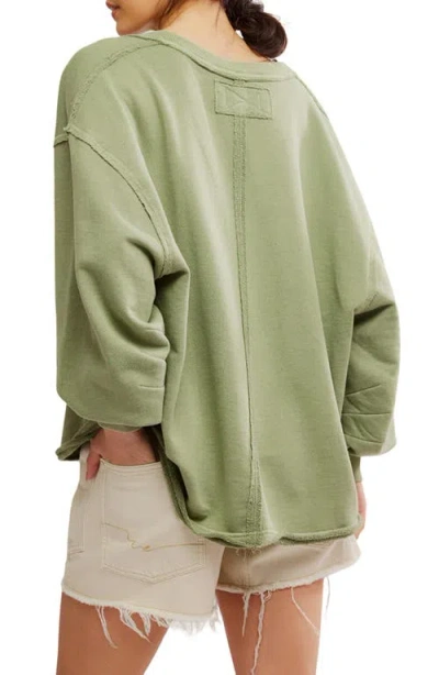 Free People Wtf Venice Oversize Cotton Blend Graphic Sweatshirt In Green