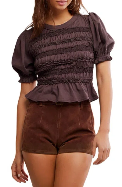 Free People The Maxey Knit Top In French Chocolate In Purple
