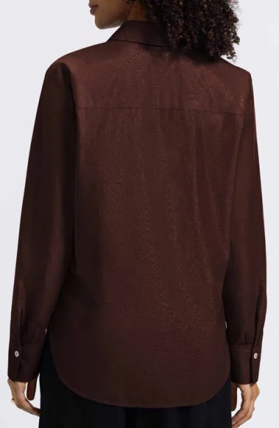 Foxcroft Meghan Solid Cotton Button-up Shirt In Brown