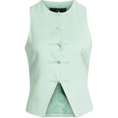 Mango Tailored Button Detail Top In Green