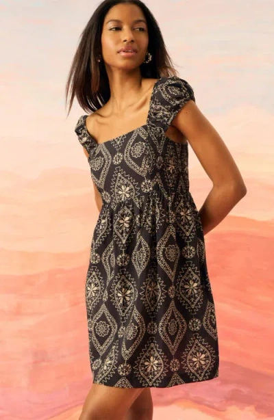 The Good Journey Puff Sleeve Mini Sundress In Multi