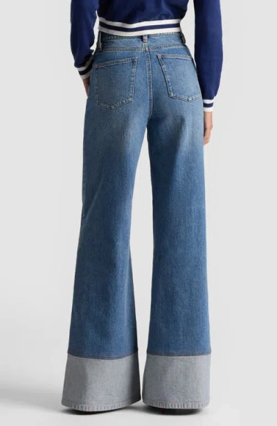 Alice And Olivia Wilson Reversed Seam Wide-leg Jeans In Blue