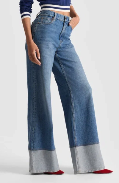 Alice And Olivia Wilson Reversed Seam Wide-leg Jeans In Blue