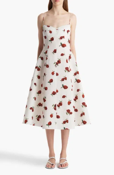 Khaite Isabella Floral Empire-waist A-line Midi Dress In Neutral