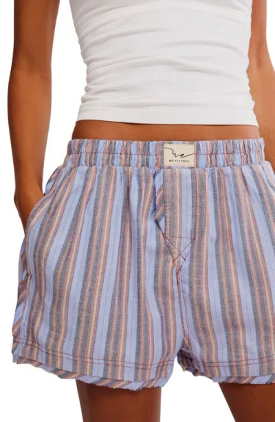 Free People Day To Day Flannel Boxer In Blue Combo In Blue