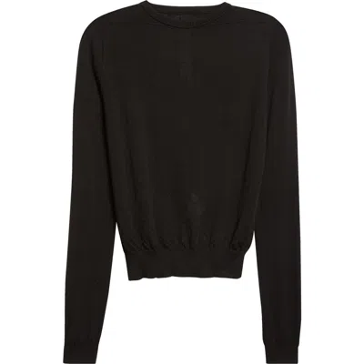 Rick Owens Biker Level Virgin Wool Crewneck Sweater In Black