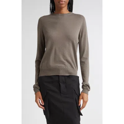 Rick Owens Biker Level Virgin Wool Crewneck Sweater In Brown