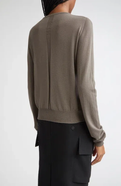 Rick Owens Biker Level Virgin Wool Crewneck Sweater In Brown