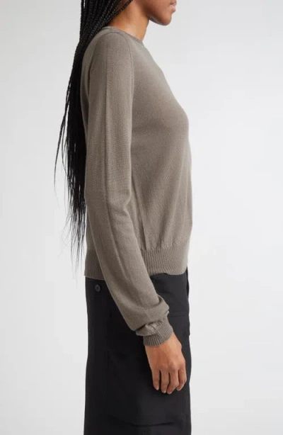 Rick Owens Biker Level Virgin Wool Crewneck Sweater In Brown