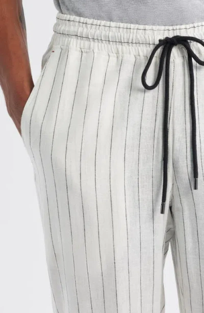 Daniel Buchler Stripe Linen Blend Drawstring Pajama Pants In Gray