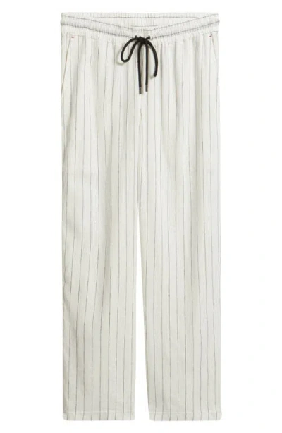 Daniel Buchler Stripe Linen Blend Drawstring Pajama Pants In Gray