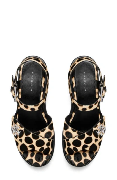 Tory Burch Turnlock Calf Hair Lug-heeled Platform Sandals In Black