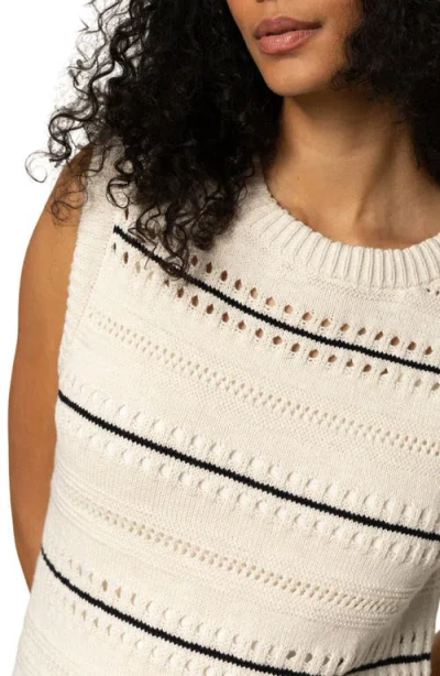Sanctuary Stripe Pointelle Sleeveless Cotton Mini Sweater Dress In Multi