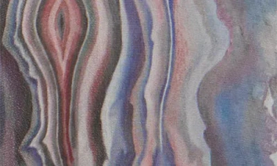 Apny Abstract Print Roll Tab Sleeve Chiffon Button-up Shirt In Blue