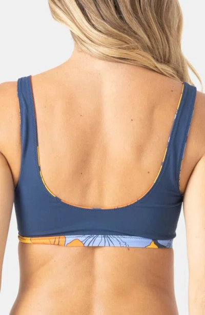 Roxy Surf Sport Reversible Bikini Top In Blue