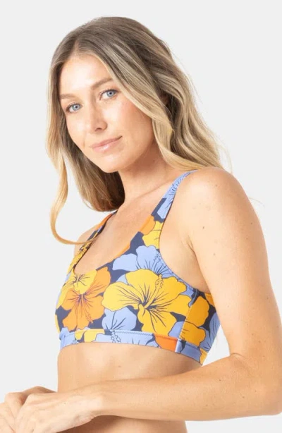 Roxy Surf Sport Reversible Bikini Top In Blue