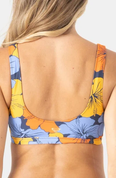 Roxy Surf Sport Reversible Bikini Top In Blue