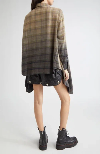 R13 Draped Front Plaid Flannel Button-up Shirt In Multi