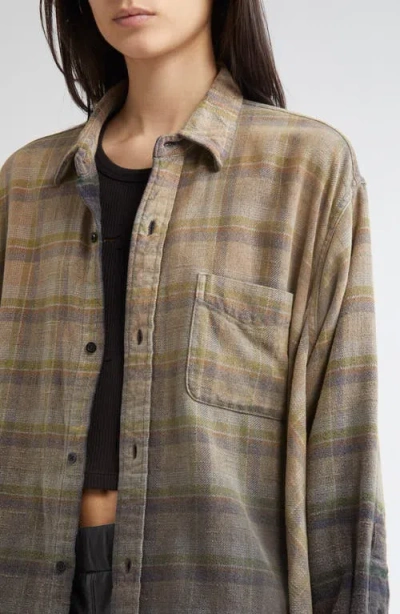 R13 Draped Front Plaid Flannel Button-up Shirt In Multi