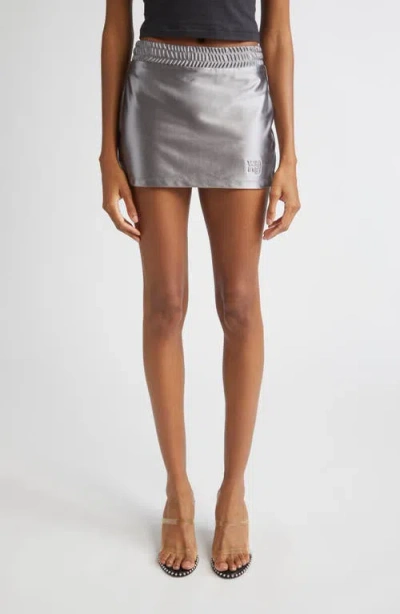 Alexander Wang Metallic Faille Miniskort In Gray