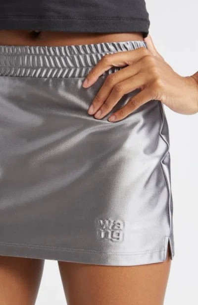 Alexander Wang Metallic Faille Miniskort In Gray