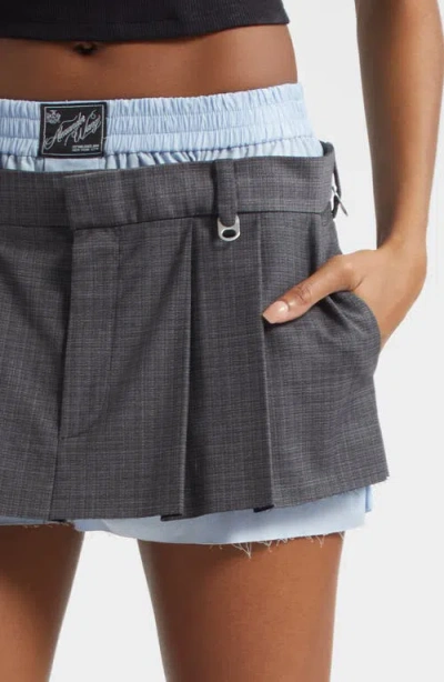 Alexander Wang Prestyled Pleated Skort With Detachable Chain Detail In Gray