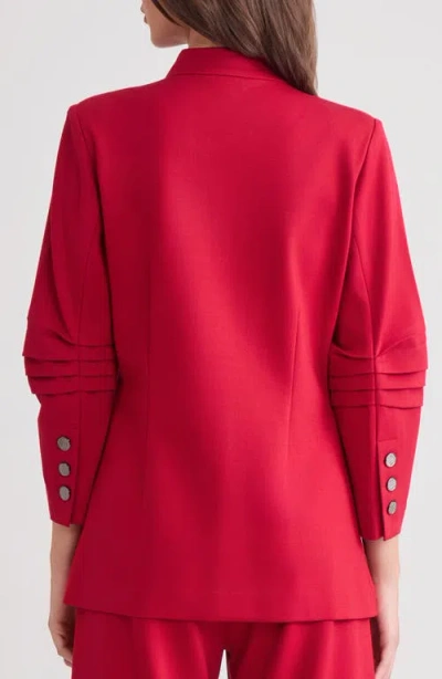 Misook Ruched Sleeve Ponte Jacket In Multi