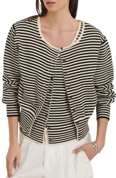 Alex Mill Stripe Puff Sleeve Cardigan In Black