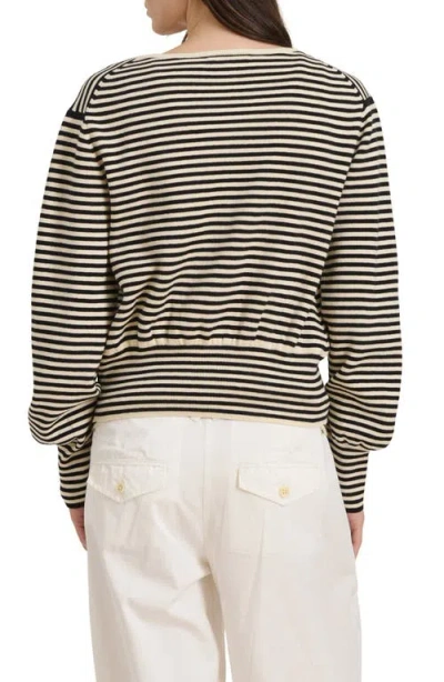 Alex Mill Stripe Puff Sleeve Cardigan In Black