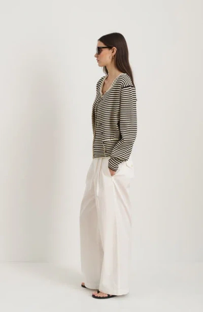 Alex Mill Stripe Puff Sleeve Cardigan In Black