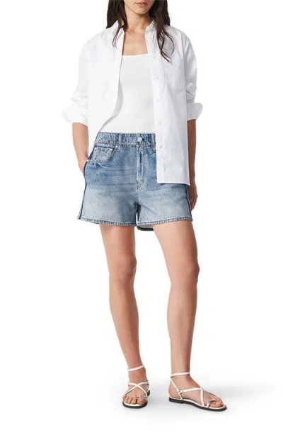 Rag & Bone Miramar Cotton Terry Track Shorts In Blue