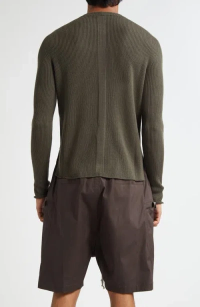 Rick Owens Geo Rib Virgin Wool Sweater In Brown