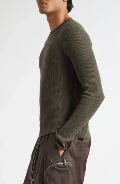 Rick Owens Geo Rib Virgin Wool Sweater In Brown