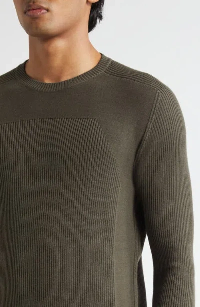 Rick Owens Geo Rib Virgin Wool Sweater In Brown
