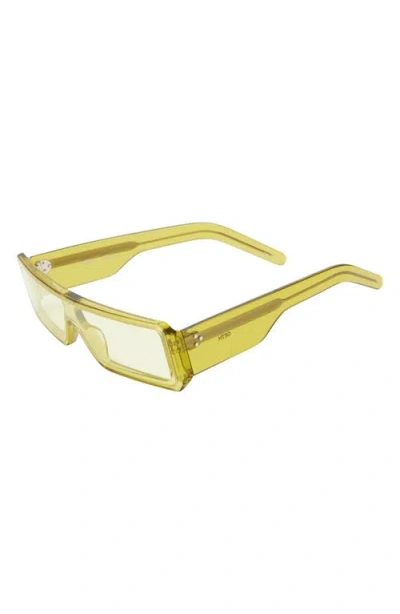 Rick Owens Geth Flat Front Rectangular Shield Sunglasses In Yellow
