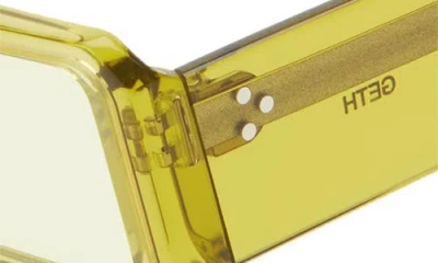 Rick Owens Geth Flat Front Rectangular Shield Sunglasses In Yellow