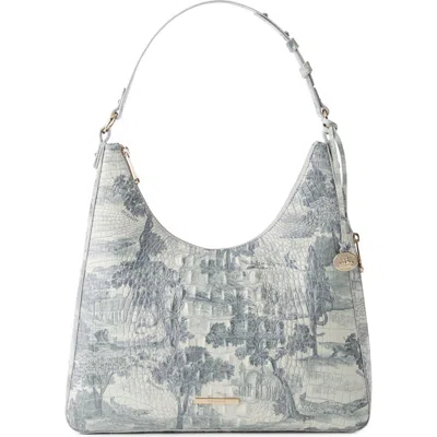 Brahmin Tabitha Croc Embossed Leather Shoulder Bag In Green